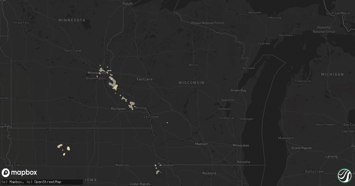 Hail map in Wisconsin on June 11, 2016