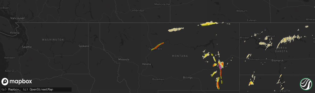 Hail map on June 11, 2016