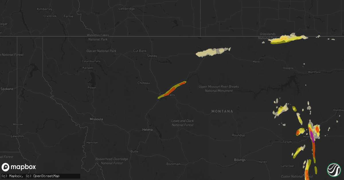 Hail map on June 11, 2016