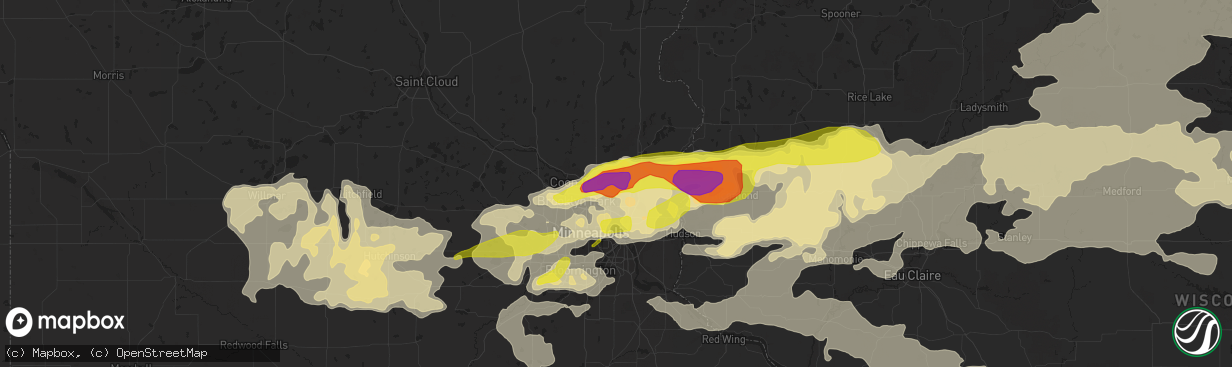 Hail map in Circle Pines, MN on June 11, 2017