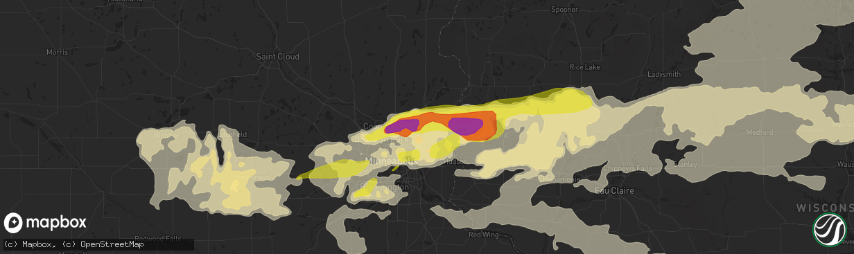 Hail map in Hugo, MN on June 11, 2017