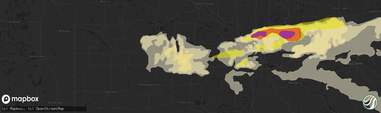 Hail map in Hutchinson, MN on June 11, 2017