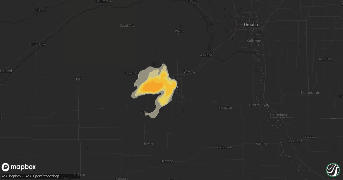 Hail map in Lincoln, NE on June 11, 2017