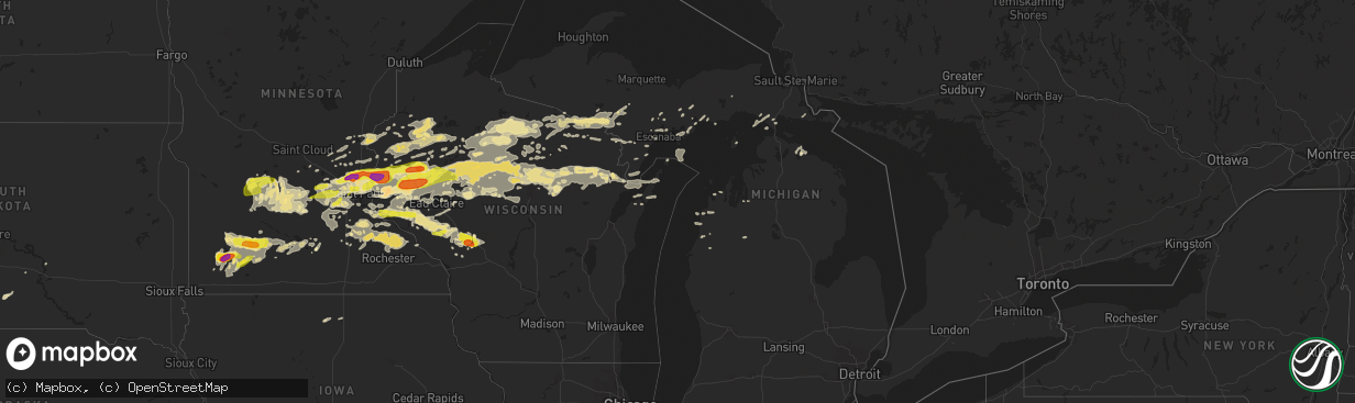 Hail map in Michigan on June 11, 2017