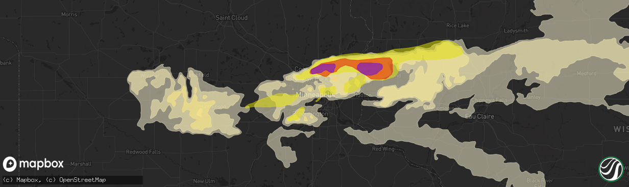 Hail map in Minneapolis, MN on June 11, 2017