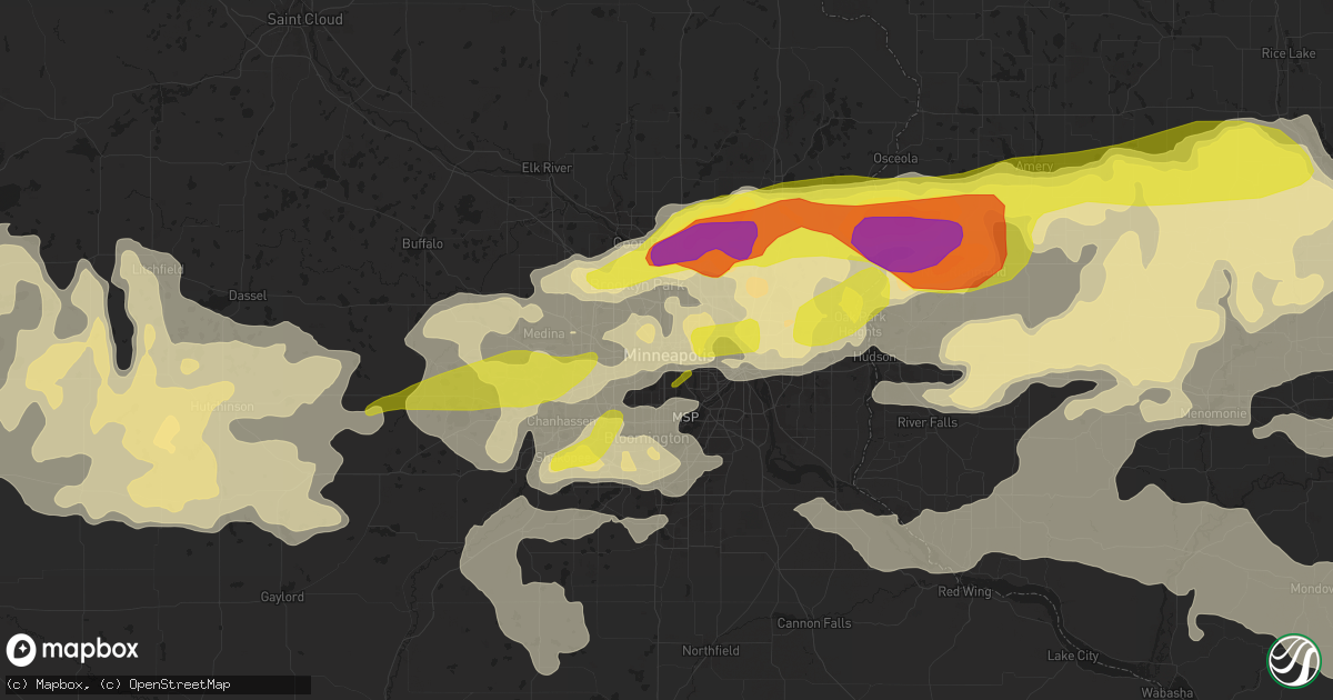 Hail map in Minneapolis, MN on June 11, 2017