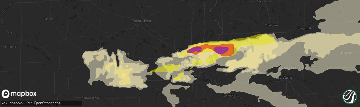 Hail map in Osseo, MN on June 11, 2017