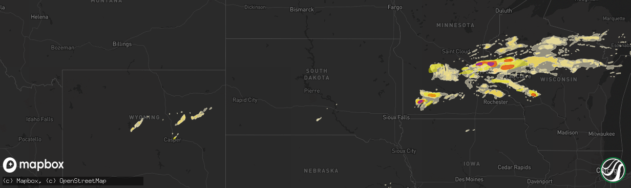 Hail map in South Dakota on June 11, 2017