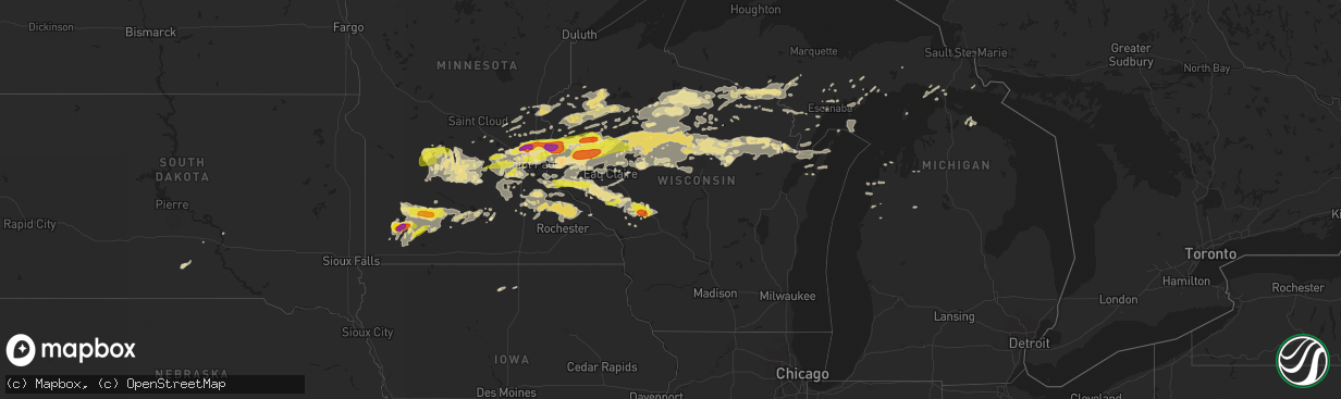 Hail map in Wisconsin on June 11, 2017