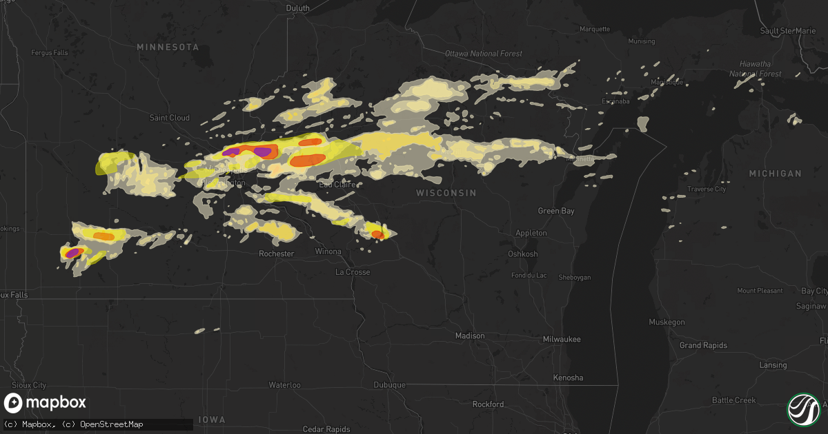 Hail map in Wisconsin on June 11, 2017