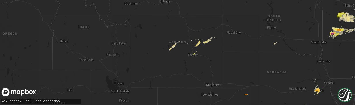 Hail map in Wyoming on June 11, 2017