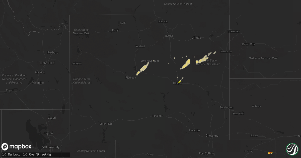 Hail map in Wyoming on June 11, 2017
