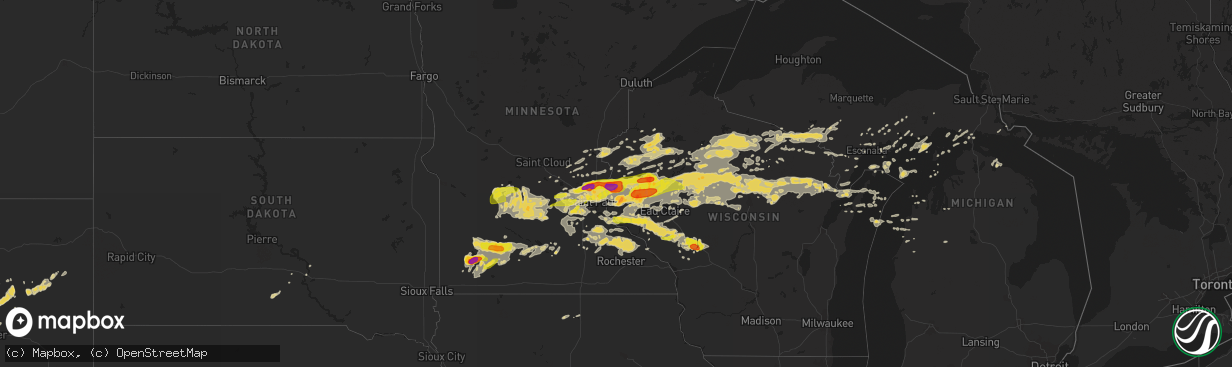 Hail map on June 11, 2017