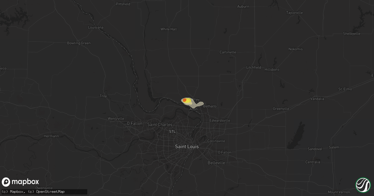 Hail map in Godfrey, IL on June 11, 2018