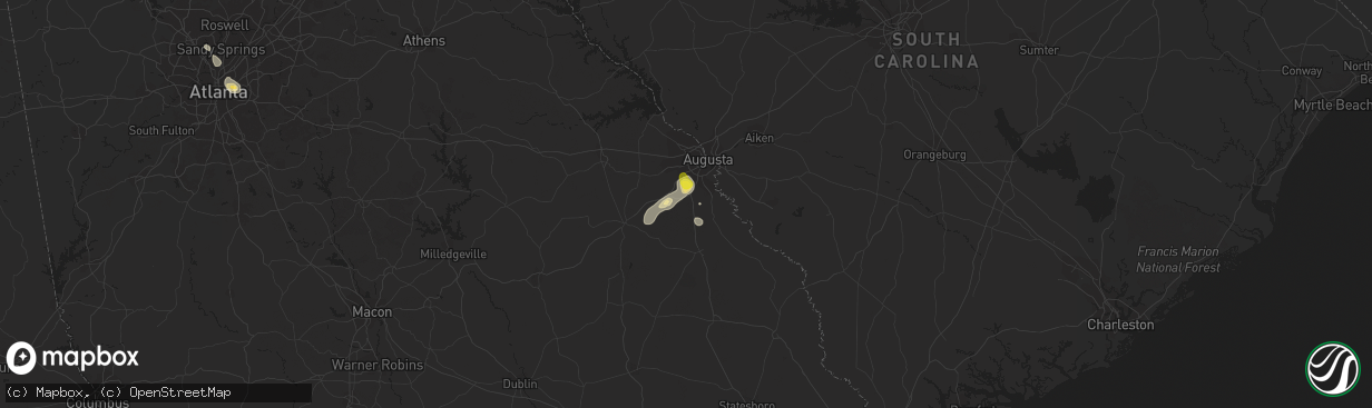 Hail map in Hephzibah, GA on June 11, 2018