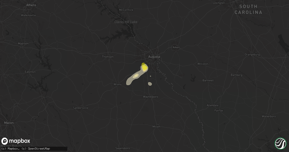 Hail map in Hephzibah, GA on June 11, 2018
