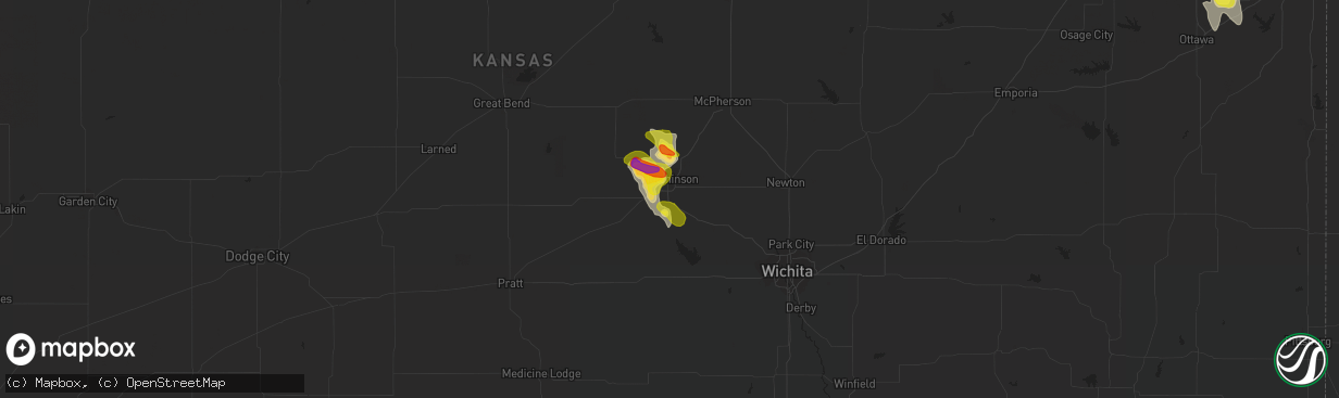 Hail map in Hutchinson, KS on June 11, 2018