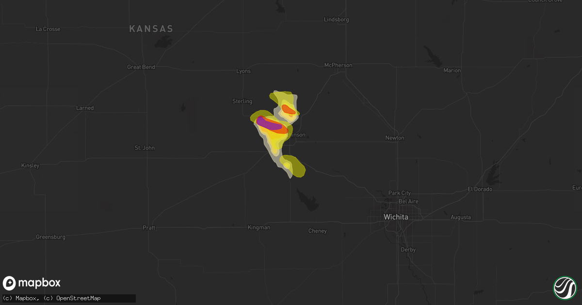 Hail map in Hutchinson, KS on June 11, 2018