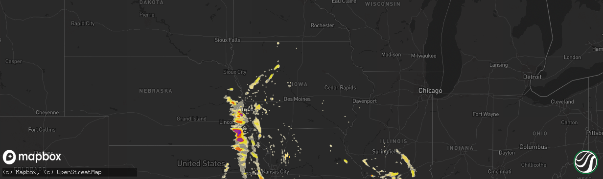 Hail map in Iowa on June 11, 2018