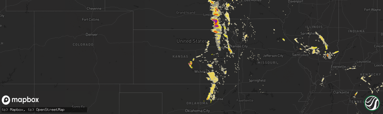 Hail map in Kansas on June 11, 2018