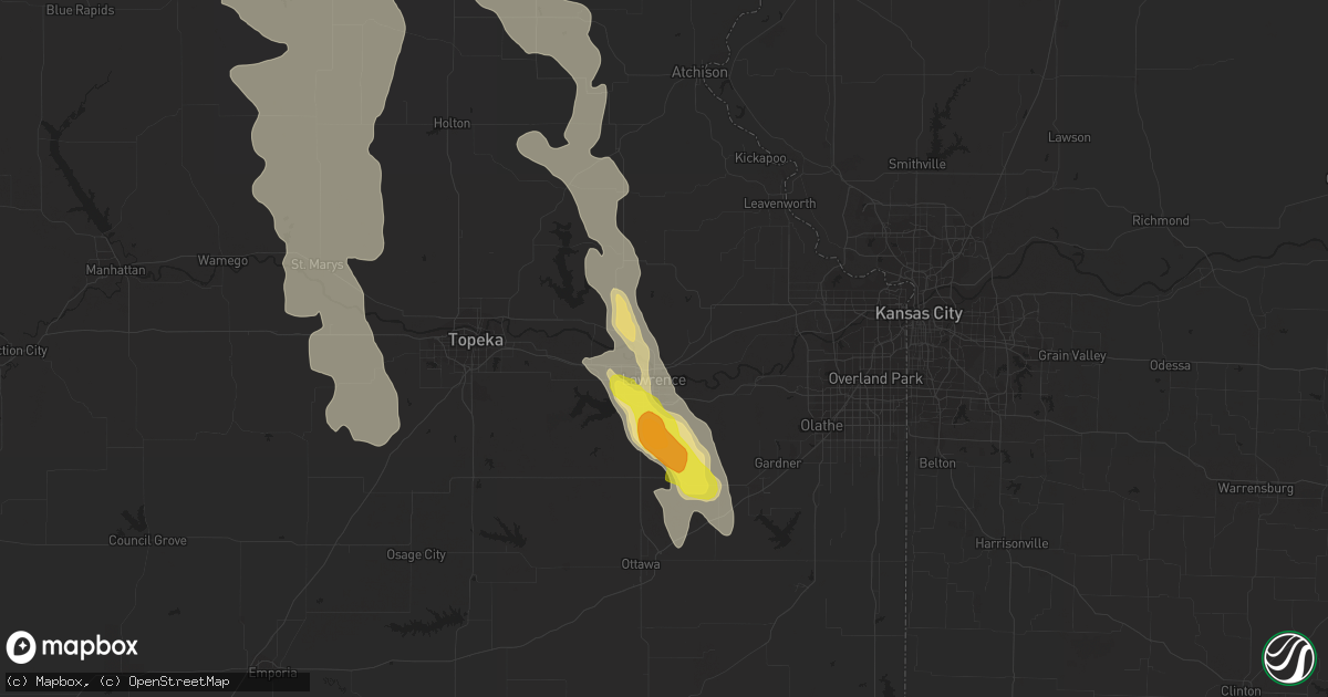 Hail map in Lawrence, KS on June 11, 2018