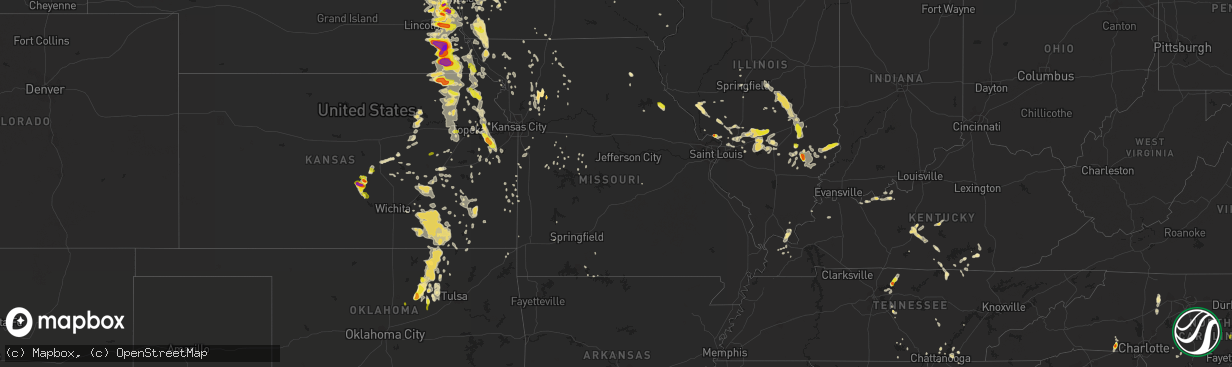 Hail map in Missouri on June 11, 2018