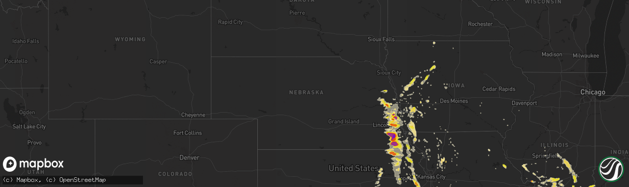 Hail map in Nebraska on June 11, 2018