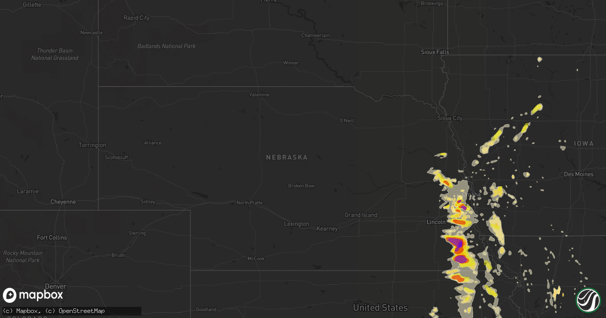 Hail map in Nebraska on June 11, 2018