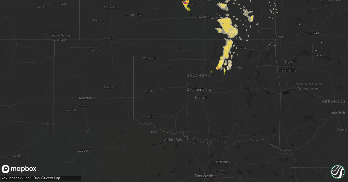 Hail map in Oklahoma on June 11, 2018