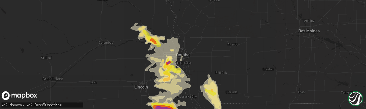 Hail map in Omaha, NE on June 11, 2018