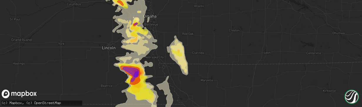 Hail map in Shenandoah, IA on June 11, 2018