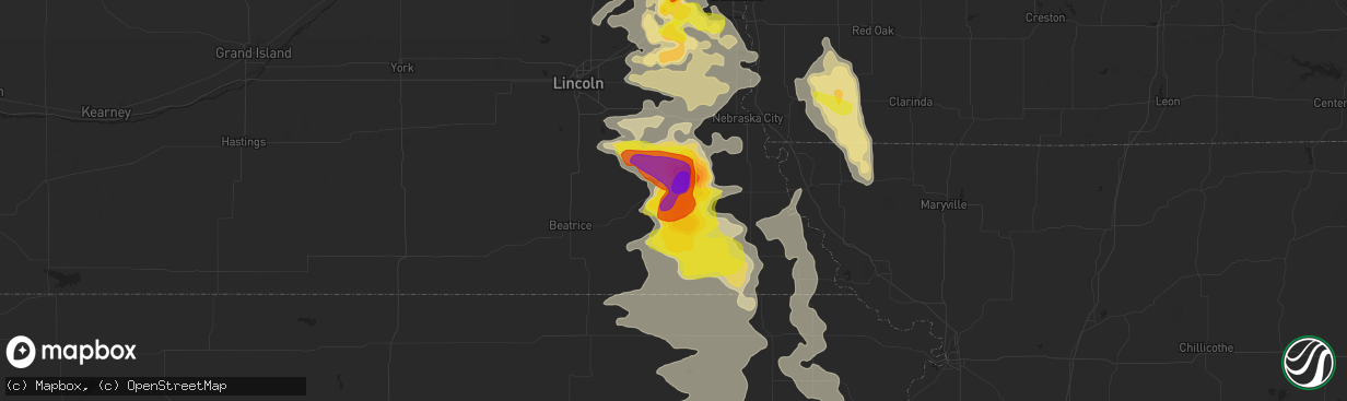 Hail map in Tecumseh, NE on June 11, 2018