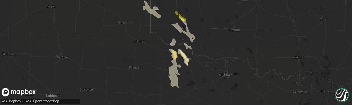 Hail map in Chillicothe, TX on June 11, 2019