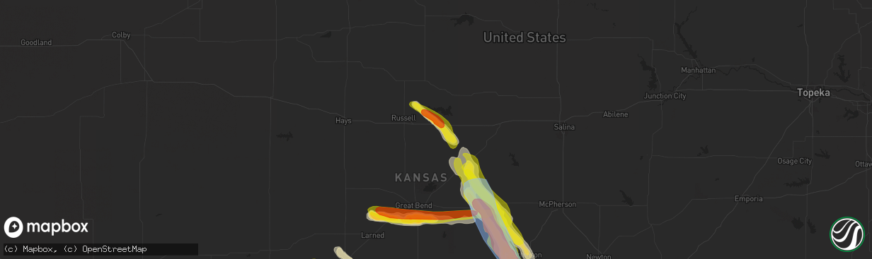 Hail map in Dorrance, KS on June 11, 2019