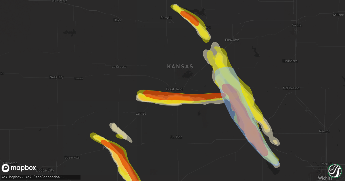 Hail map in Great Bend, KS on June 11, 2019