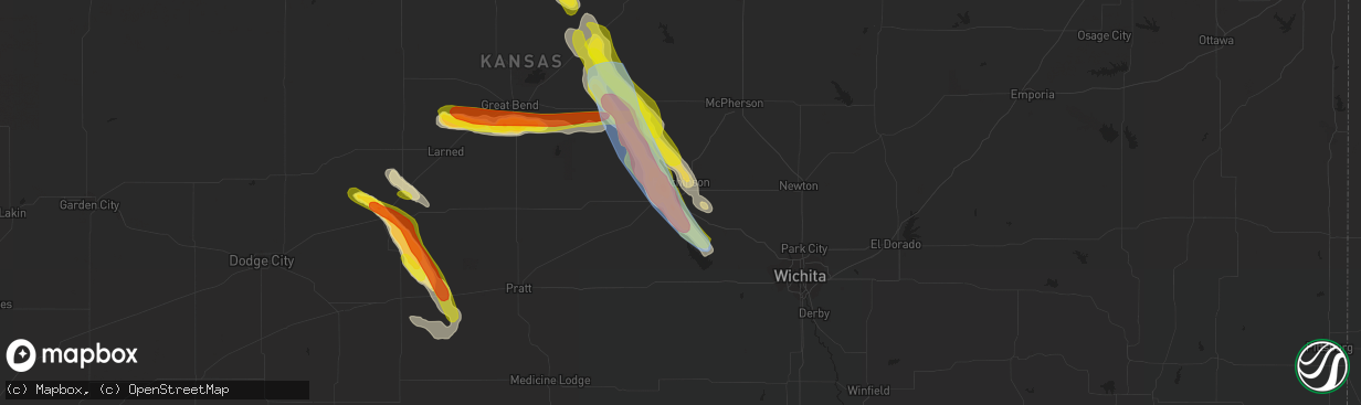 Hail map in Hutchinson, KS on June 11, 2019