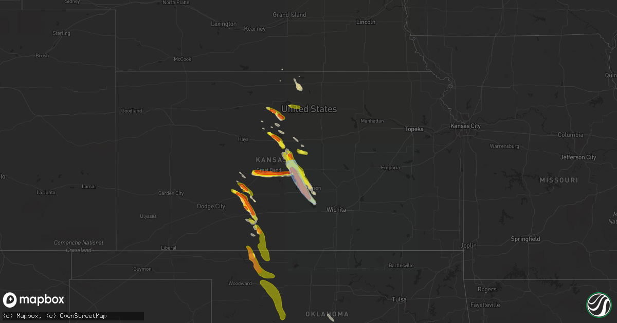 Hail map in Kansas on June 11, 2019