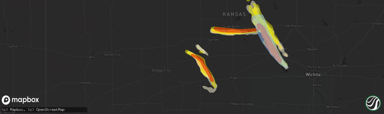 Hail map in Kinsley, KS on June 11, 2019