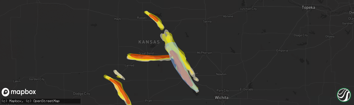 Hail map in Lyons, KS on June 11, 2019