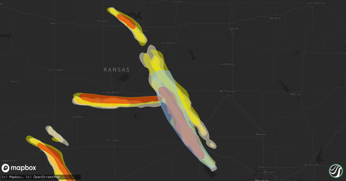 Hail map in Lyons, KS on June 11, 2019