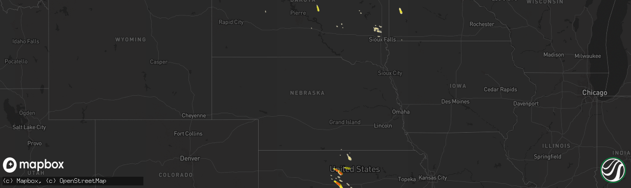 Hail map in Nebraska on June 11, 2019