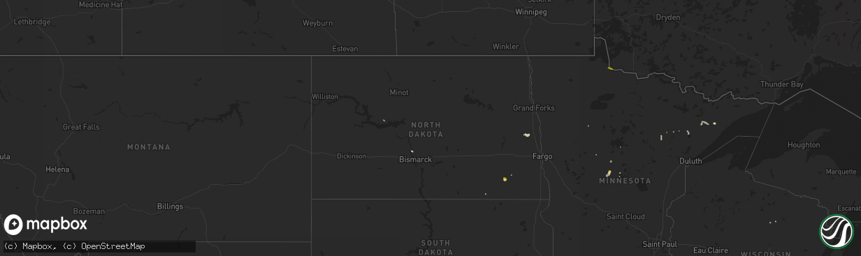 Hail map in North Dakota on June 11, 2019