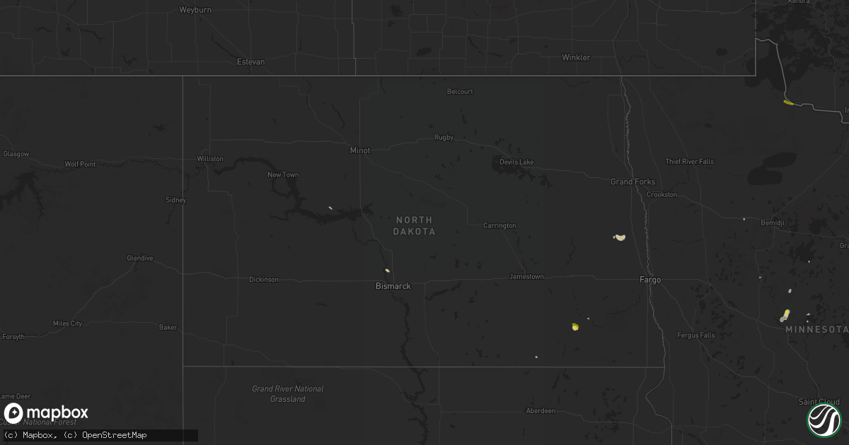 Hail map in North Dakota on June 11, 2019