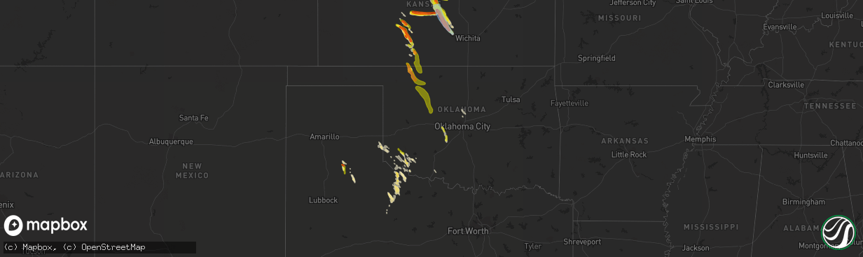 Hail map in Oklahoma on June 11, 2019