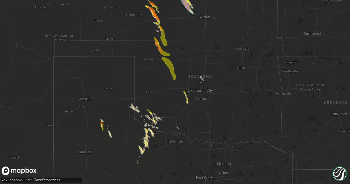 Hail map in Oklahoma on June 11, 2019