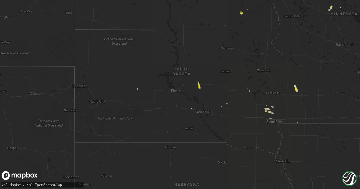 Hail map in South Dakota on June 11, 2019