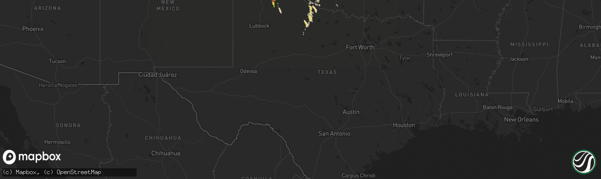 Hail map in Texas on June 11, 2019