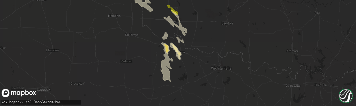 Hail map in Vernon, TX on June 11, 2019