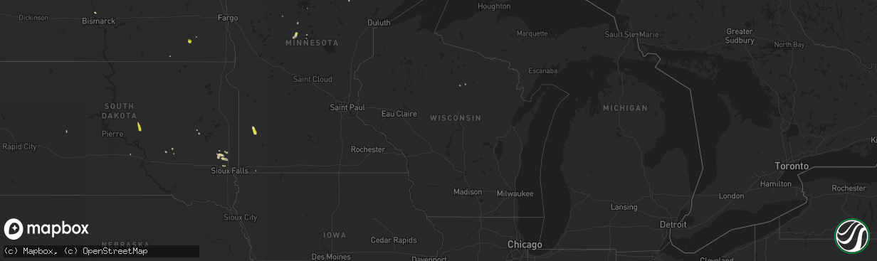 Hail map in Wisconsin on June 11, 2019