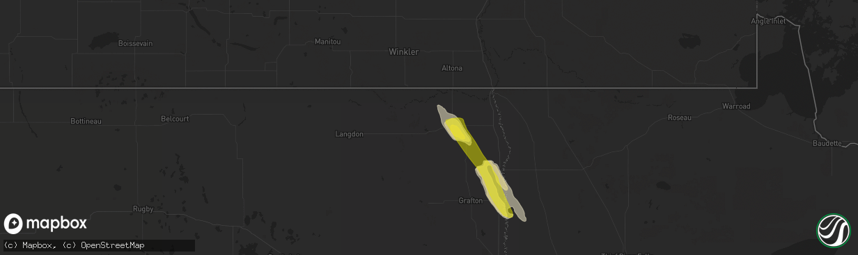 Hail map in Cavalier, ND on June 11, 2020